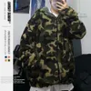 Hip Hop Reversible Jacket Parka Colorful Camouflage Streetwear Men Harajuku Windbreaker Fleece Winter Coat Mens Clothing 210601