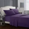 Solid Color Bed Sheet 4-Piece Set Microfiber Bedding Pillowcase 3/4 Pcs Sets Sheets Mattress Cover Pillows Case FHL486-WLL