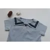 Sommarbarns flickor Navy Style Set Short Sleeve Set för pojkar och tjejer Baby Boy Clothes Set 210701