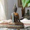 Posągi Tajlandia Statua Rzeźba Home Decor Office Desk Ornament Vintage Prezent Figurka Hinduska Siedzianie Buddha