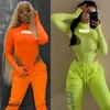 Sexy Womens Reflective Long Sleeves Neon Green Playsuits Autumn Slim Jumpsuit Rompers Bandage Club Leotard Tops Blouse Clubwear Y0927