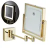 Mirrors Dressing Mirror 8 Inch Two Side 3X /1X Wall Mounted Gold Square LED Folding Brass Makeup Cosmetic Lady Gift