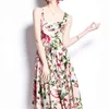 LDYRWQY Koreaanse mode print sexy jurk met slingband en losse buik vierkante kraag polyester zomer 210416