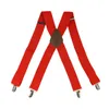 Winfox Rosso Nero Bianco 35 cm di larghezza Uomo Bretelle da uomo 4 Bretelle elastiche da uomo con clip