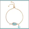 Charm Turks Blauw Kristal Boze Oog Armbanden Voor Vrouwen Handgemaakte Gouden Kettingen Geluksarmband Vrouw Sieraden 2873631 Tmmta Jmxco Drop228W