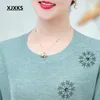여자 스웨터 XJXKS 패션 여성 얇은 스웨터 풀버 다이아몬드 봄 2021 느슨한 플러스 사이즈 양모 니트