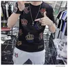 Novo melhor vendendo manga curta masculina famosa marca de coroa de diamante fitness top t-shirt 210409