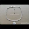 Anklets ankel Crystal Rhinestone Love Heart Pendant Toe Ankel Armbandskedjan Länk Fotsmycken för kvinnor PS1048 QKL10