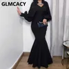 Women Lantern Sleeve Elegant Maxi Mermaid Dress Formal Evening Party Long Robes Vestidos 210702