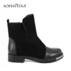 SOPHITINA Élégant Dames Bottines Confortables Bout Rond Chaussures À Talons Carrés Casual Solide À La Main Med Talon Femmes Bottes SC263 210513