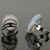 Ovale Reiki Natural Stone Finger Rings Zilver-Color Tree of Life Wire Wrapped Resizable Women Ring Trendy Jewelry Party