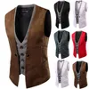 Hommes gilets couture Plaid costume gilet faux deux pièces Blazers simple boutonnage décontracté automne gilet poches hauts hommes