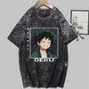 Min hjälte Academia Dekut-shirt Skriv ut Fashion Short Sleeve Round Neck Tie Dye Anime Tops Y0809