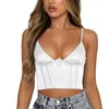 Kvinnors Tankar Camis Summer Women Trim Vest Deep V Neck Slim Solid Sexig Sweet Mini Backless Ärmlös Tank Topp Party Bodycon Crop Corset