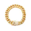 Link Chain Hip Hop Gold Sliver Color Armband för män Is ut manlig lyxig strass Curb Cuban Jewelry Gift Drop