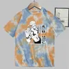 Jujutsu Kaisen Itadori Anime T-tröja Mode Kortärmad O-Neck Casual Tie Dye Uniex Cloths Y0809