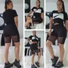 Dames twee stuk broek korte set t-shirt trainingspakken ontwerper zomer sexy transparante gaas outfits casual jogging pak