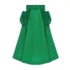 Skirts Elgant Midi Skirt Women's Ruffled Pocket Green High Waist A-line Office Lady Black Harajuku Korean Fashion