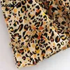 Мода леопарда печати мини женские галстуки бабочки оборками эластичные талии платье дам с длинным рукавом линия старинные платья 210413