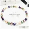 Boucles d'oreilles collier ensembles de bijoux scintillants Mticolor couleur perles 8Mm bricolage faisant des perles verre coquille perle boucle d'oreille pour les femmes 18 pouces H85 goutte D