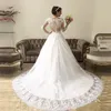Luxury Long Sleeves Lace Wedding Dresses Court Train Bridal Gowns Beaded Back Buttons Vestidos De Noiva 2022 Spring Autumn Ivory Plus Size Bride Dress