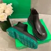 Czarna zielona gumowa, grubej platformy buty kostek skórzane buty Opona Krótki but Chelsea Martin Botki ciężkie luksusowe projektant Bra8347112
