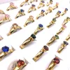 Commercio all'ingrosso 36PCs / LOT Anello da donna 4mm Argento Oro Acciaio inossidabile Zircone colorato Pietra Gioielli di moda Anelli Matrimonio Festa di fidanzamento Regali