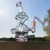 6.3 inch dikke gebogen nek glazen bongen clear roken pijp schattige recycler glas olie dab rigs percolator waterleidingen vrouwelijke gewricht met 10 mm roze kom accessoires