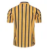 Fredd Marshall Vertical Striped Shirt Men Casual Button-Down Dress Cotton Shirts Short Sleeve Hombre Bowling Men's Shirts 56002 210527