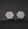 925 Silver Hexagon Shape Drop Earrings 1 Pair Iced Out Earrings Micro Pave Cubic Zircon Earring Men Women Fashion Jewelry for gift4893329
