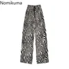 Nomikuma Plus Size High Waist Wide Leg Pants Women Printed Casual Fashion Oversized Trousers Female Straight Pantalones 3d150 210514