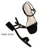 Women Summer Sandals Shoes Female Flock Ankle Straps Square Low Heel Elegant Casual Party Shoes Pumps 210520