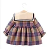 Cute Baby Girls Princess Dress Spring Autumn Girl Long Sleeve Plaid Dresses With Little Bear Kids Casual Skirts Children Clothes