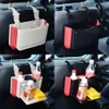 Car Seat Back Storage Box ABS Trash Can Seatback Organizer With Cup Drink Holder Small Food Tray Accessories