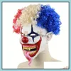 Праздничные поставки Home Gardenhalloween с шипами волосы клоун FL Face Latex Terror Crown Mask Mask Mask для Halloween Complay Party Night Clu