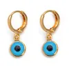 Blaues böses Auge Charm Huggie Ohrring Mode Vergoldet Kupfer Schmuck Für Frauen Geschenk