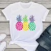 Mulheres Gráfico Manga Curta Manta Abacaxi Praia Moda Verão Senhora Mulheres Vestuário Tops Camisa Camisa T-shirt Feminino Camiseta X0527