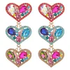 Bling Heart Drop Earrings Dingles Fashion Designer Färgglada Ab Rhinestone Iced Out Jewelry Classy Lady Big Statement Street Party 266b
