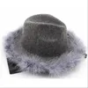 Femmes hommes laine Western Cowboy chapeau large bord Cowgirl Jazz hiver plus chaud Sombrero casquettes H3 chapeaux Delm22
