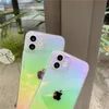 Rainbow Gradient Laser Phone Fodral för iPhone 13 12 11 Pro Max X XR XS 8 plus transparent ins Aurora Hard PC Back Cover