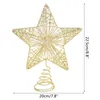 Gold Glitter Christmas Tree Top Iron Star Decorazioni natalizie per la casa Ornamenti per alberi di Natale Navidad Capodanno 2021 Natal Noel