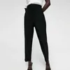 Women Summer Casual Solid Ankle-Length Pants ZA High waist Fashion Street Female Elegant Straight Pants Trousers Clothing 210721