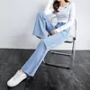 Jeans women spring and summer wide-legged high waist thin drape loose ice silk straight leg pants