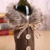 Wyprzedaż świąteczne dekoracje czerwone wino butelka pokrywa dekoracji prezent świąteczny dom dekoracja odzież ornament party bow bow pled lniana fluff
