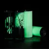 Sublimatie Glow in The Dark Tumbler DIY 20oz Straight Tumblera Rvs Lichtgevende Verf Skinny Cup met Seal Deksel Halloween Gift