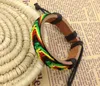 Charm Jewelryparty Jamaica Reggae Rainbow Rope Handmade Knit Leather Jewelry Unisex Hippie Cuff Bracelet Wristband Infinity Bracelets Drop D