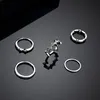 Bagues de cluster NJ 2021 5pcs / Set Femmes Bohemian Vintage Silver Stack au-dessus de Knuckle Set Gir Cadeau de mariage événement bijou