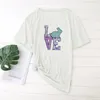 Women's T-Shirt Harajuku T Shirt Women Clothing Fashion Love Letter Whale Printed O Neck Regular Short Sleeve Tops 2022 Femme Camisetas Muje