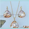 Oorbellen Sets Jewelry Drings Ketting Hoge Kwaliteit Driehoek Design Dames Jwellery Set gemaakt met Oostenrijks Crystal for Bridal Wedding Jewel