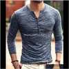 T-Shirts Tees & S Clothing Apparel Drop Delivery 2021 Blouse Reveals Stylish Casual Slim T Henley Shirt Mens Solid Color Clothes Black Khaki